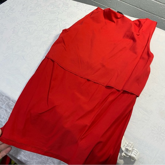 Zara Square Neck Lined Tank Solid Basics Medium Bright Firetruck Red Stretchy M - Picture 6 of 8